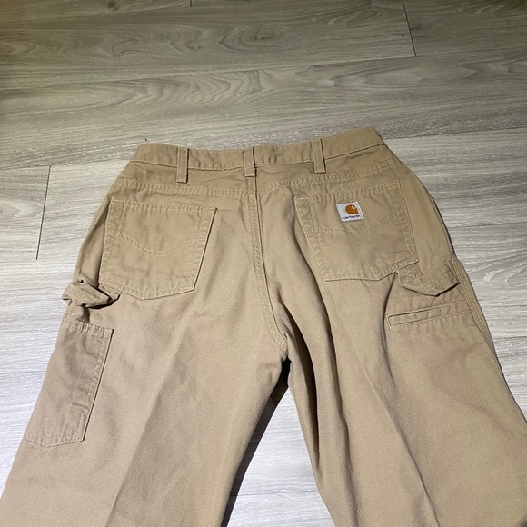 Carhartt Womens Sz 10 x 30 Khaki 2-Loop Carpenter Jeans work Pants WB159 100% Co - Picture 9 of 11